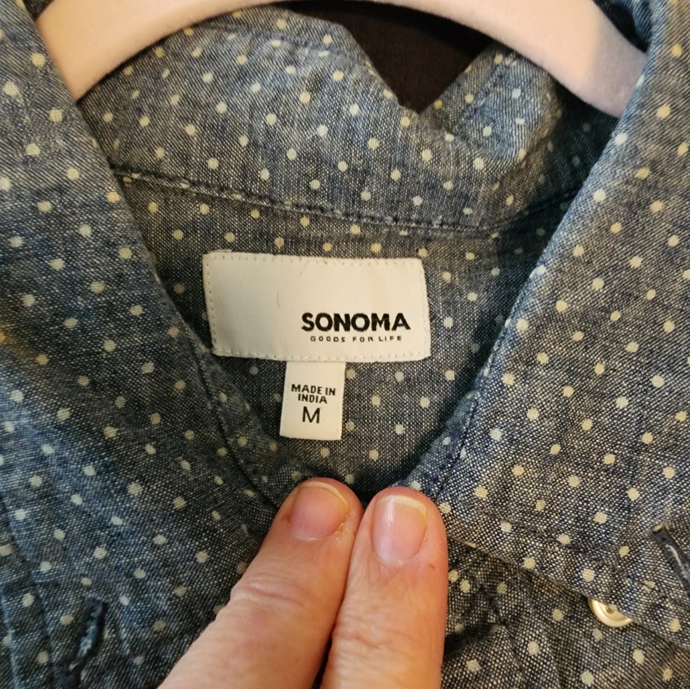 Sonoma Gray Casual Button Down Shirt Lightweight Cotton - Picture 2 of 3